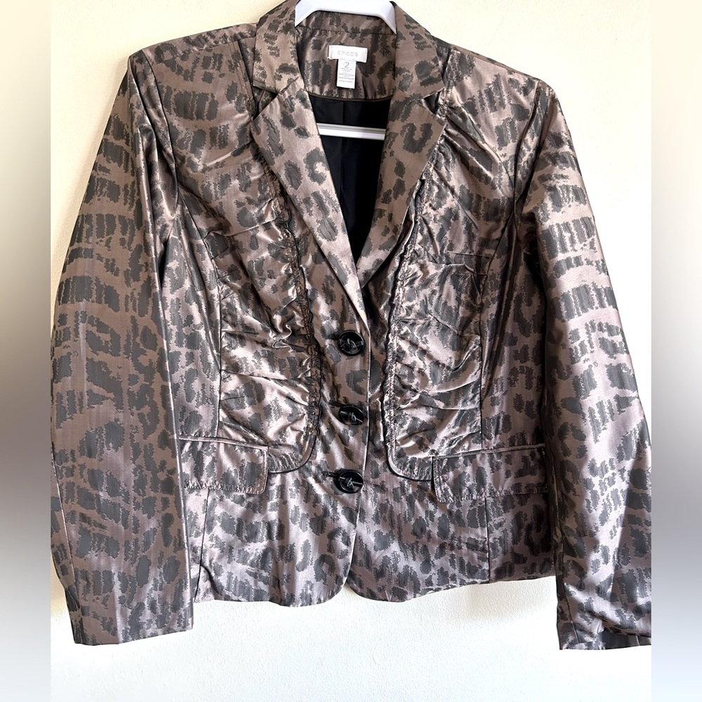 Chicos Leopard Print Blazer